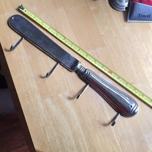 Vintage Silver plate Kitchen towels holder Knife